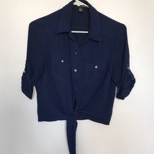 Forever 21: Tie-front Button-Down Blouse